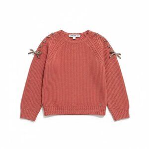 Tartine Et Chocolat Girls Cable Knit Sweater Tie Details Size 8 Pink